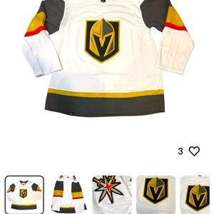 White and Gold  Vegas Hockey Jersey